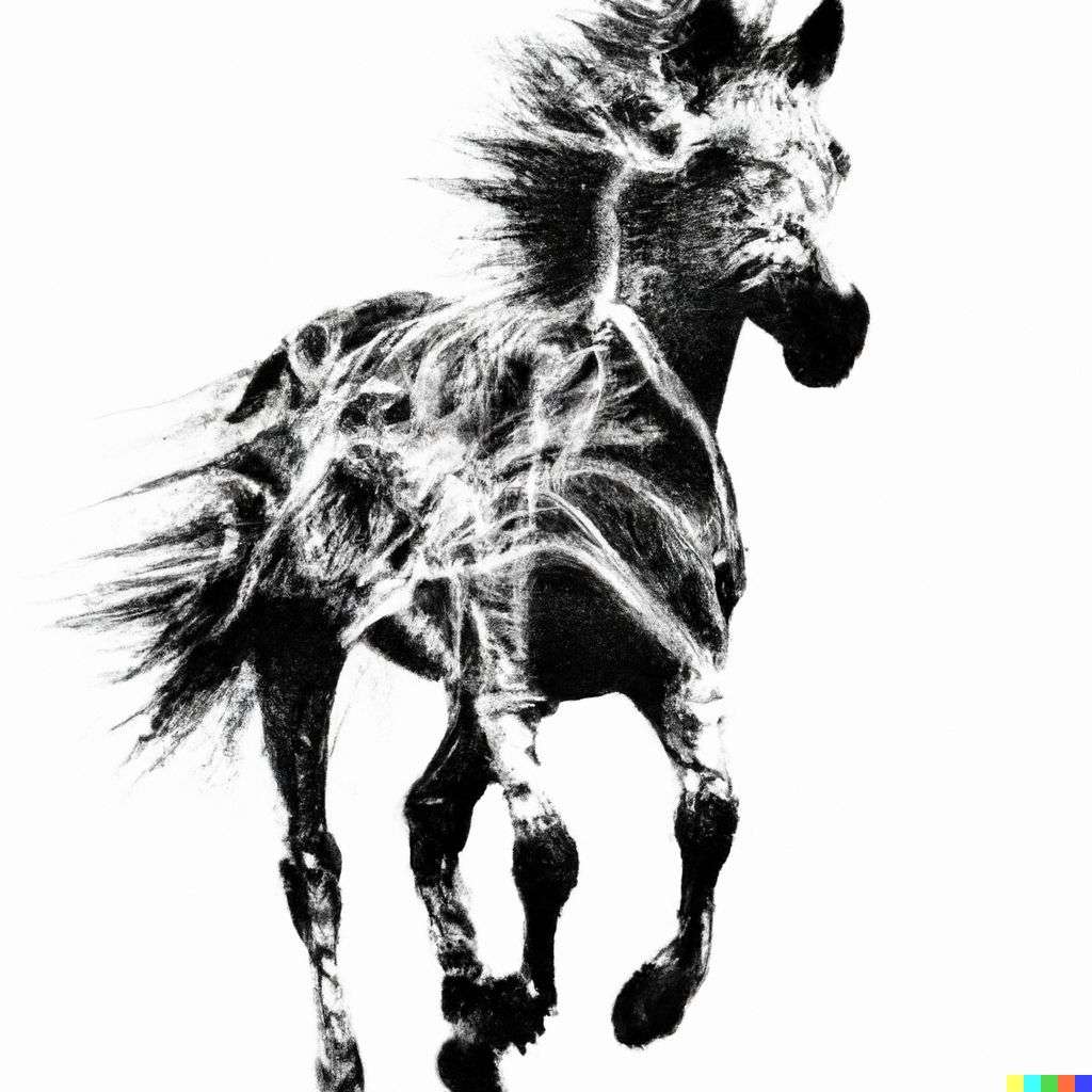 a horse, futuristic print